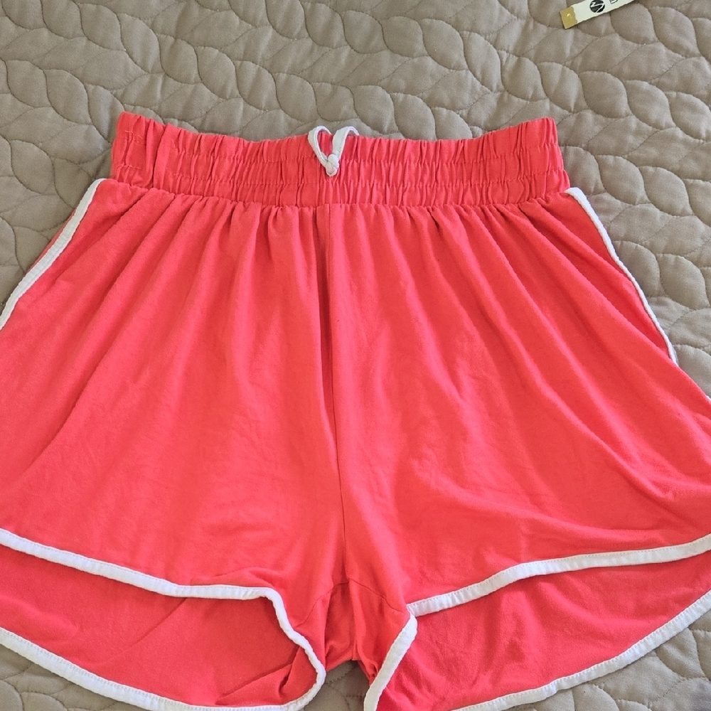 Orange Kiss Coral Shorts with White Edging